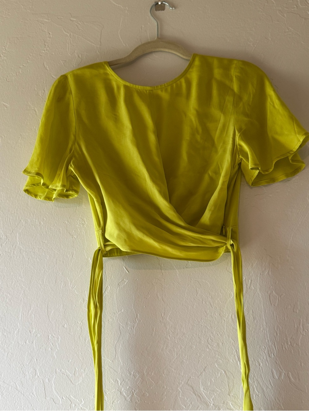 J.O.A. Lime Green Wrap Crop Top